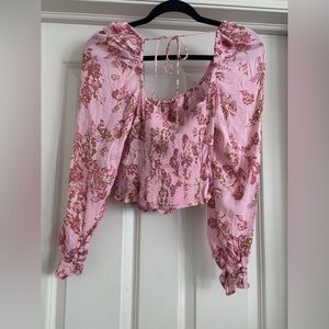 Free People Pink Floral Blouse
